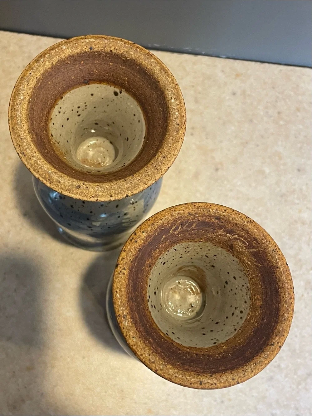 STUDIO ART POTTERY Set of 2 Goblet Chalice Cups Studio Art Pottery Handmade 8oz